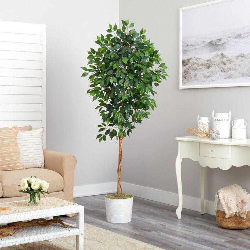 Artificial Fiddle Leaf Fig Tree 5FT, Faux Fiddle Leaf Fig Tree with Tall White Planter