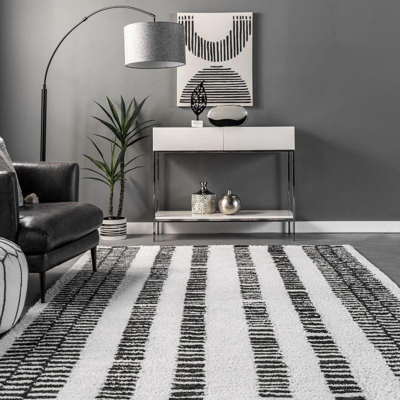 Nuloom Kasha Striped 8x10 Indoor Area Rug for Living Room Bedroom Dining Room Kitchen, Grey/Ivory