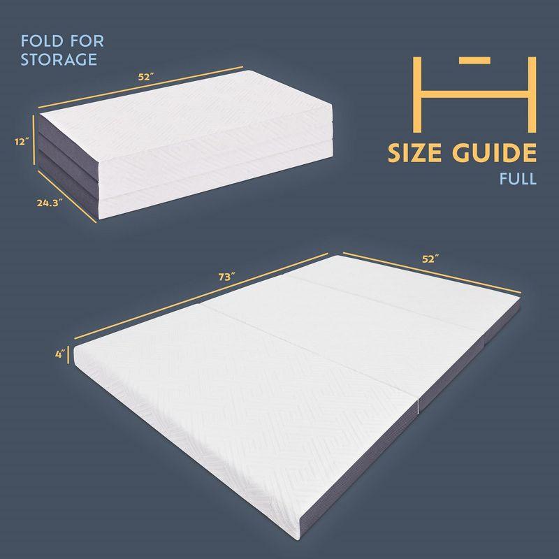 Heyward 4" Trifold Mattress, Tri Fold Memory Foam Foldable Mattress