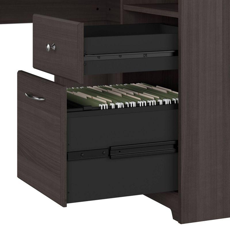 Cabot 60W L Shaped Computer Desk with Hutch Heather Gray - Bush Furniture: Executive Workstation, Storage Cabinet