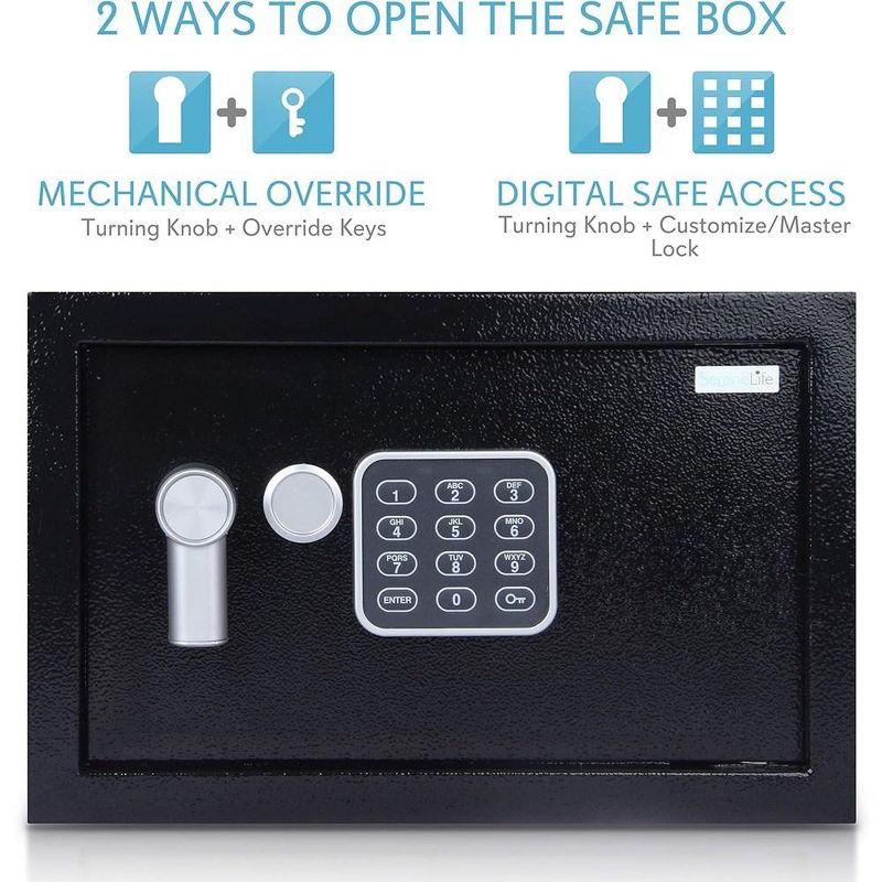 SereneLife Compact Electronic Safe Box with Digital Touch Pad - Blue