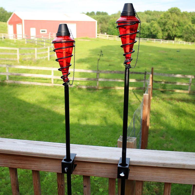 Sunnydaze Outdoor Adjustable Height Glass and Metal Swirl Patio and Lawn Torch Set - Red - 2pk