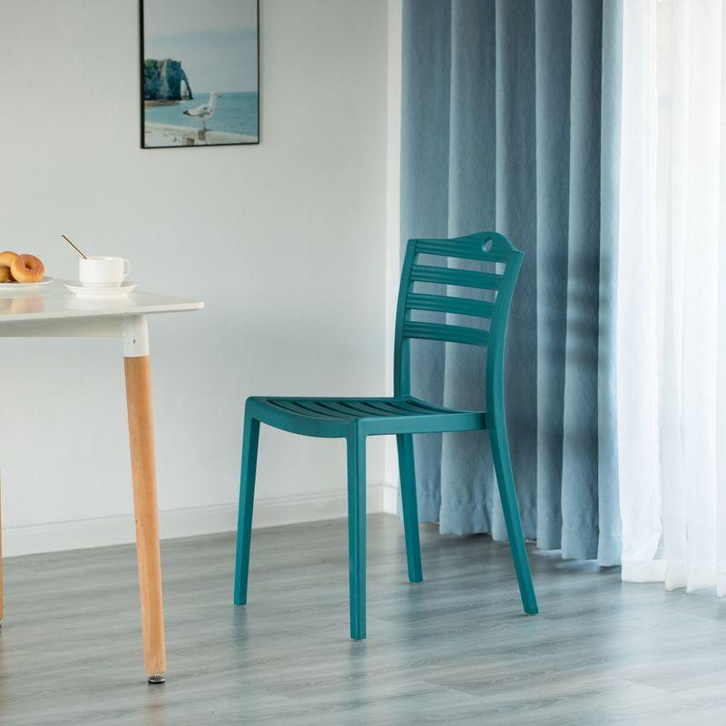 Fabulaxe Plastic Dining Chair with Ladderback Design, Blue