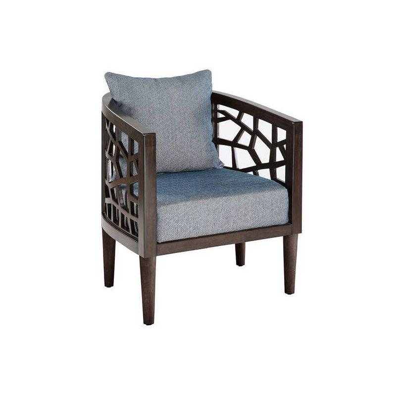 Crackle Mid-Century Accent Chair in Blue with Oak Veneer Frame