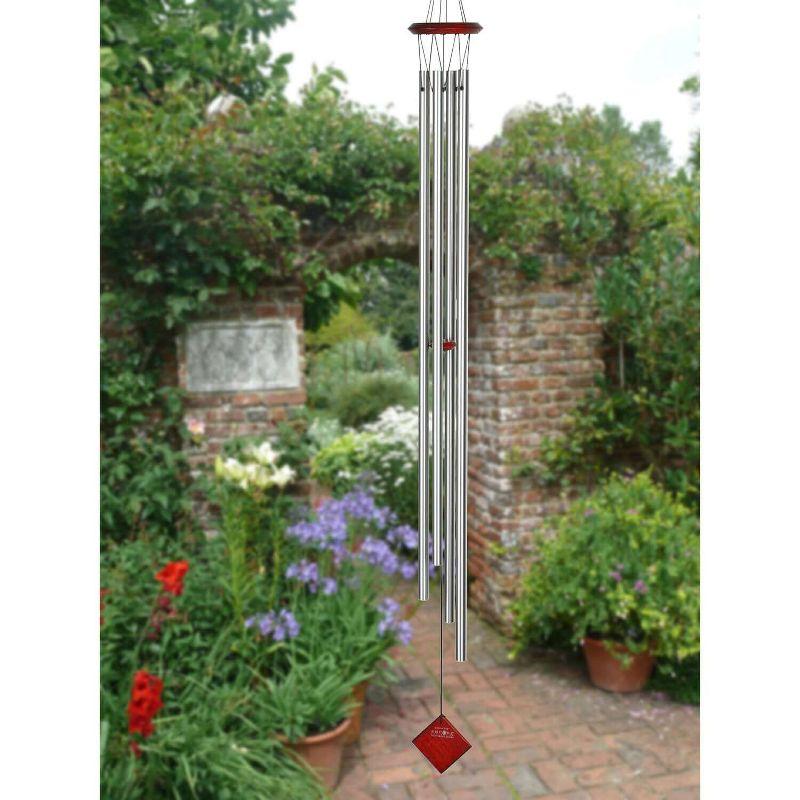 Silver and Red Metal Wind Chime with Pentatonic Scale