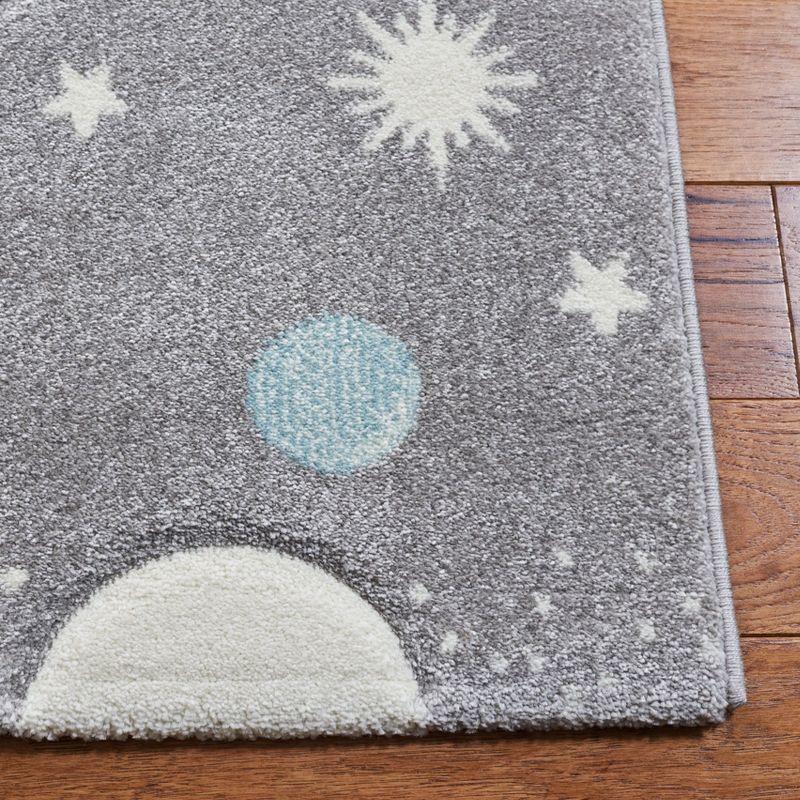 Enchanted Playtime Grey/Lavender Synthetic Kids' Rug 28"x10"