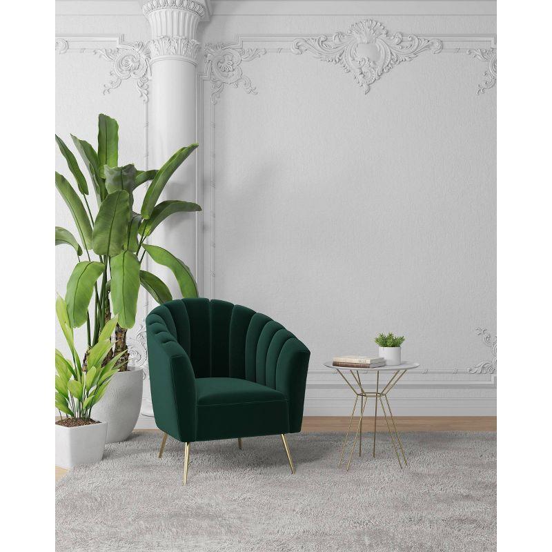 Rosemont Velvet Accent Chair Green - Manhattan Comfort: Luxurious Upholstered, Semi-Gloss Finish, Wood Frame