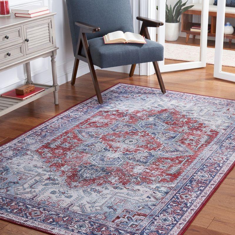 Tucson TSN101 Power Loomed Machine Washable Area Rug - Red/Navy - 8'x10' - Safavieh.