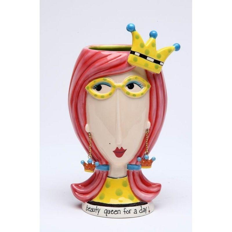 Sassy Chic 8.5'' Ceramic Beauty Queen Vase & Brush Holder