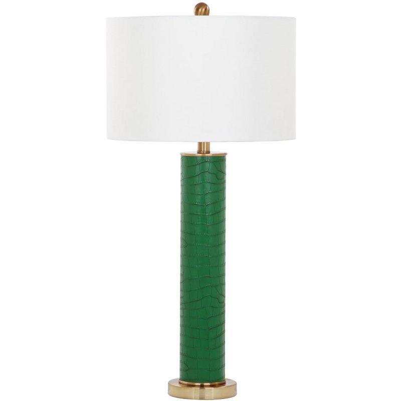 Ollie Table Lamp (Set of 2) - 31.5 Inch Height - LIT4404 - Dark Green Faux Alligator - Safavieh