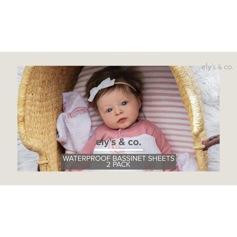 Ely's & Co. Baby Waterproof Changing Pad Cover - Cradle Sheet  100% Combed Jersey Cotton Misty Blue Splash & Stripes 2 Pack