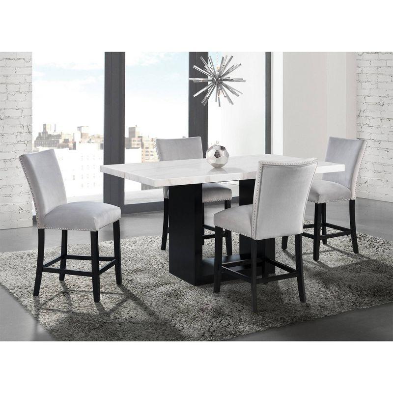 Willow Marble Counter Height Dining White - Picket House Furnishings: Chic Black Base, 6 Seats