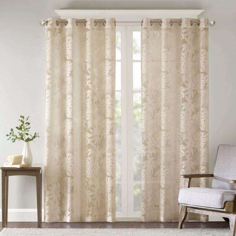 Madison Park Leilani Palm Leaf Burnout Single Window Sheer