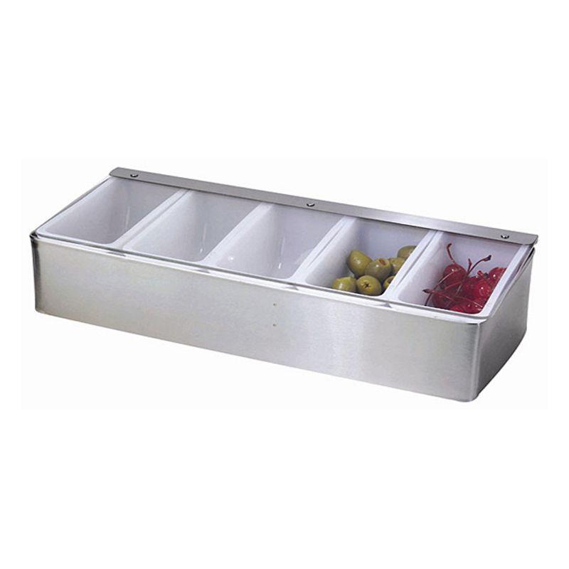 Silver Stainless Steel 5-Compartment Condiment Holder