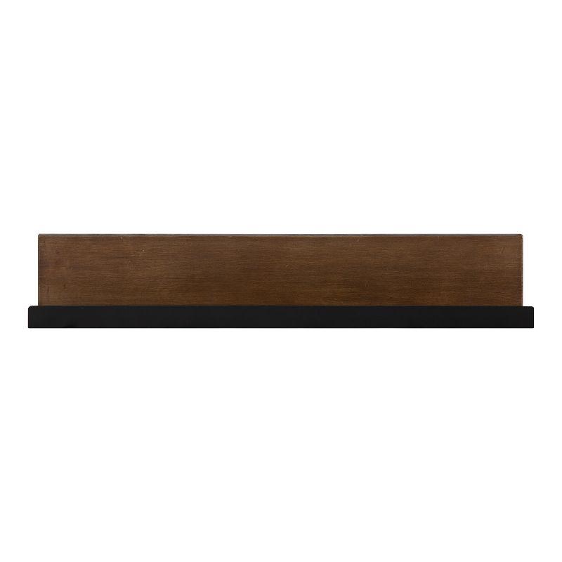 Walnut Brown and Black Wood Floating Wall Shelf with Lip, 30x4