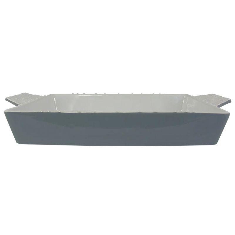 Ash and White Embossed Stoneware 13 x 9 Inch Baking Dish