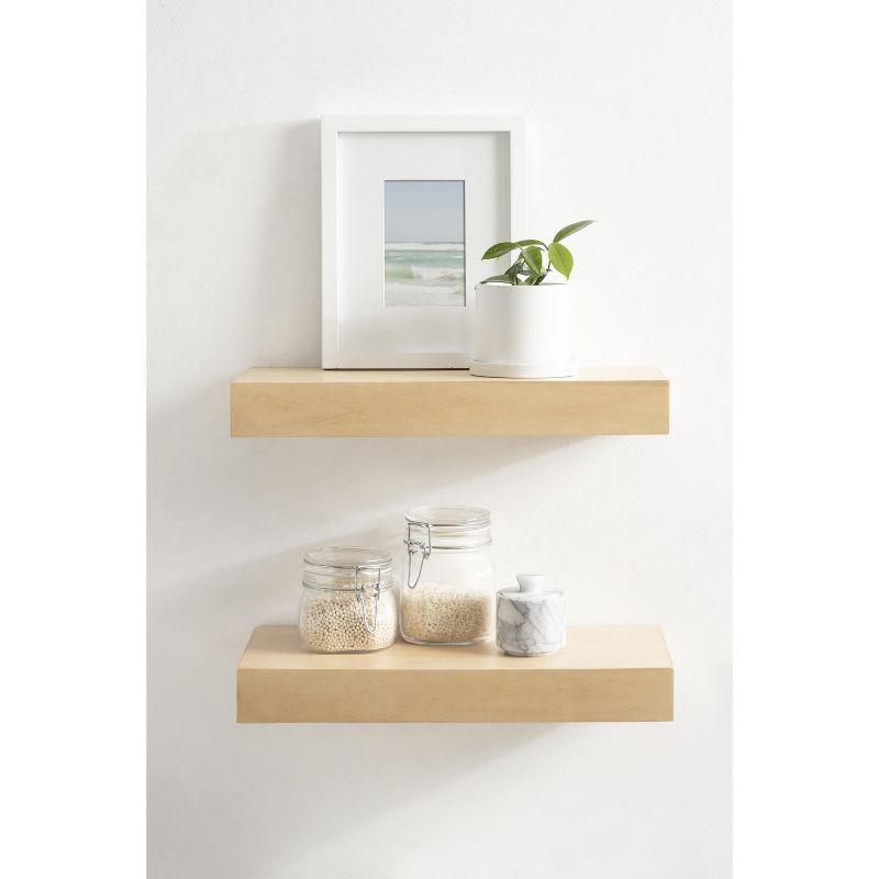 Kate and Laurel Havlock Rectangle MDF Floating Shelf, 2 Piece 18 Inch, Natural