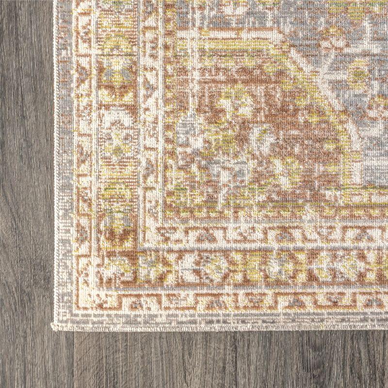 8'x10' Petras Modern Ornate Medallion Area Rug, Gray/Brown - JONATHAN Y