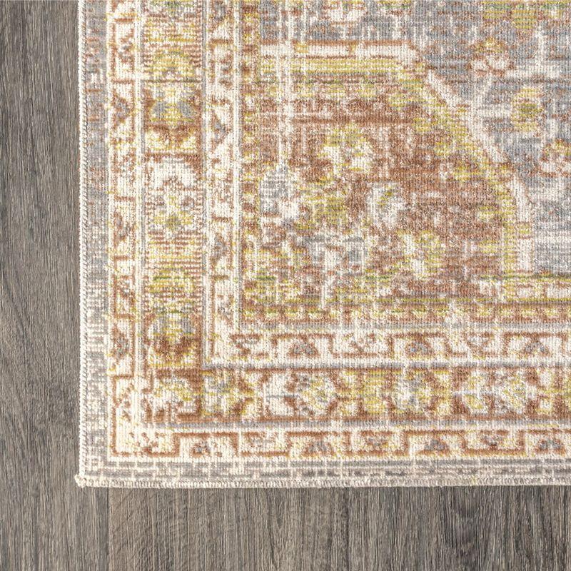 Reversible Gray/Brown Medallion 8' x 10' Synthetic Area Rug