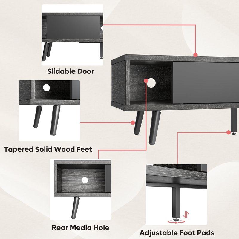 Bestier 70 inch Mid Century Modern TV Stand,Low Profile TV Console for 75 inch TV in Living Room,Black