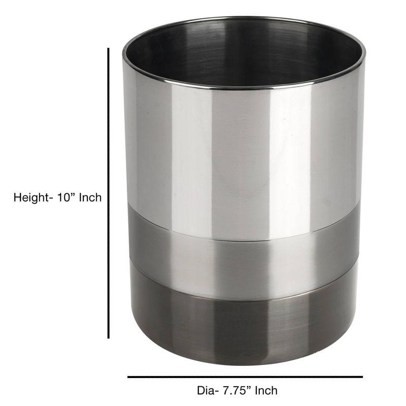 Triune 3-Tone Bathroom Wastebasket - Nu Steel: Stainless Steel, 11" High, 6L Capacity, Solid Pattern