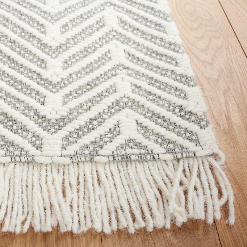 Ivory and Gray Hand-Tufted Wool Square Rug 6'