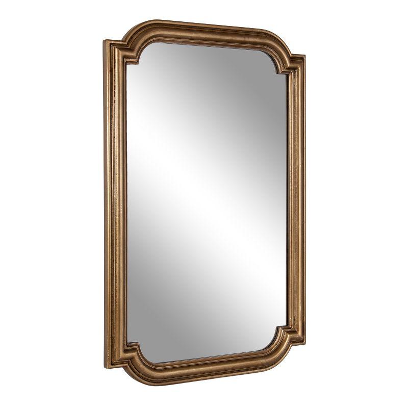 Gold Scalloped Rectangular Wood Bathroom Vanity Mirror