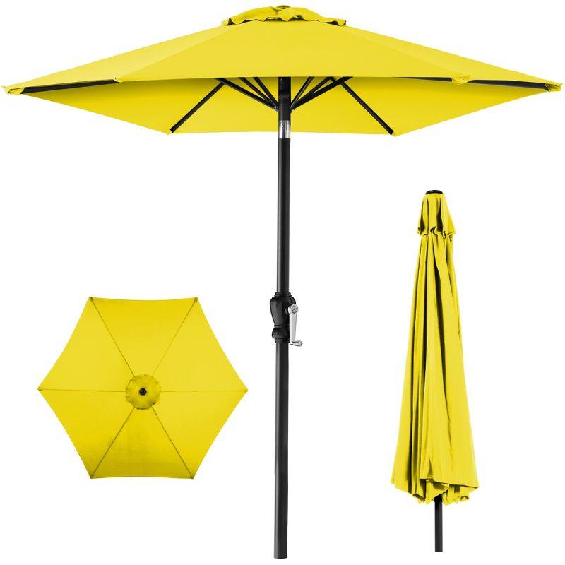 10ft Yellow Steel Market Patio Umbrella with Crank and Tilt