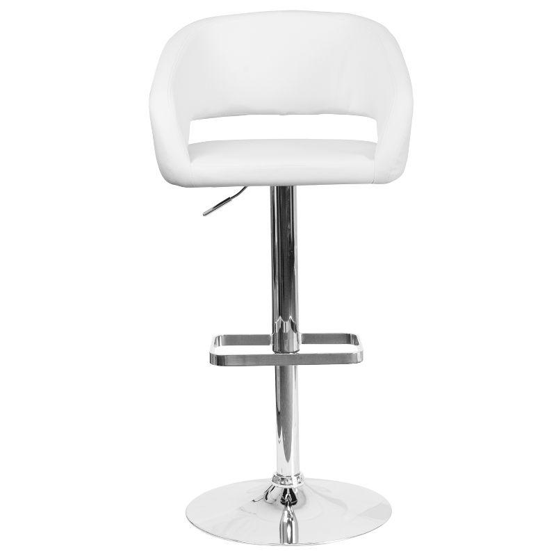 Contemporary White Vinyl Adjustable Swivel Barstool with Chrome Base