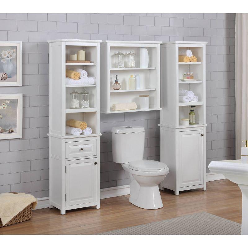 Dorset Wall Mounted Bath Storage Cabinet with Two Open Shelves White - Alaterre Furniture: Hardwood Construction, No Assembly Required