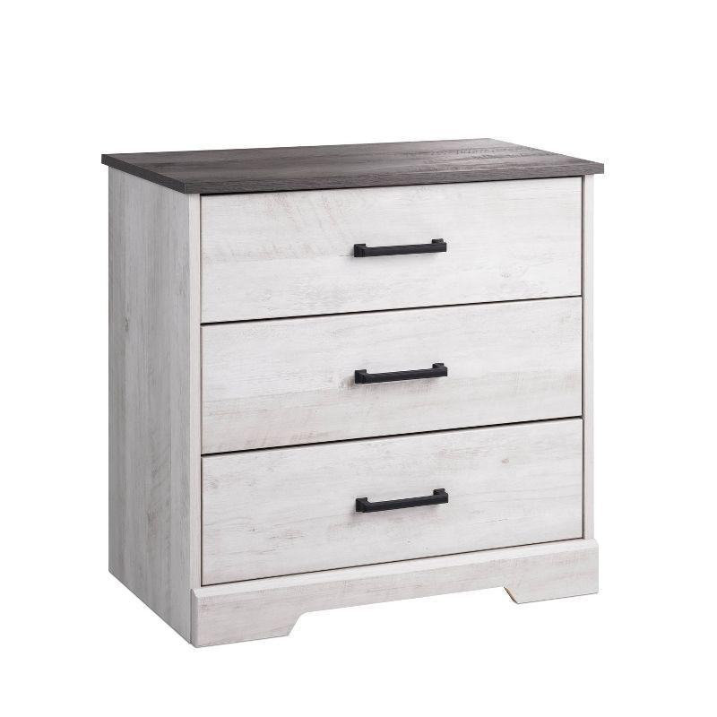 Prepac Rustic Ridge Farmhouse Bedside Nightstand with 3 Drawers