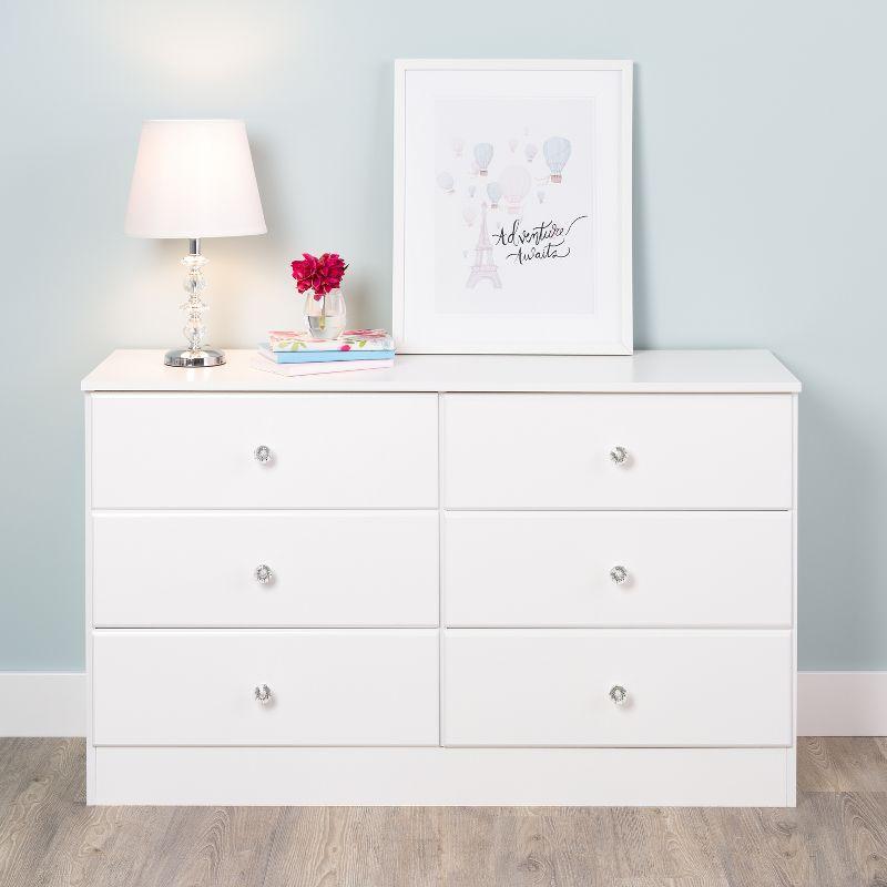 Crystal White Double Dresser with Extra Deep Drawers and Roller Glides