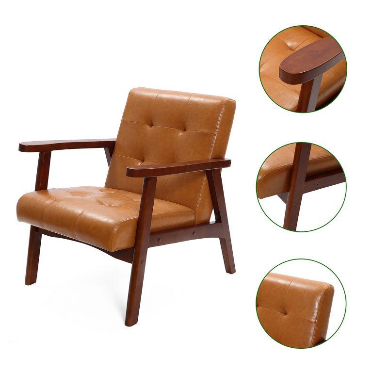 LuxenHome Accent Chair Living Room Upholstered Brown Armchair