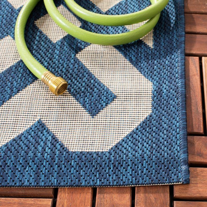 Navy Blue Synthetic Geometric Outdoor Area Rug