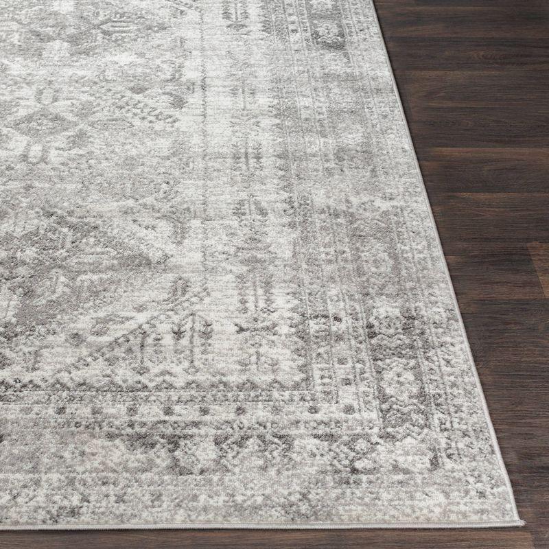 Elegant Gray Synthetic 31" Traditional Runner Rug