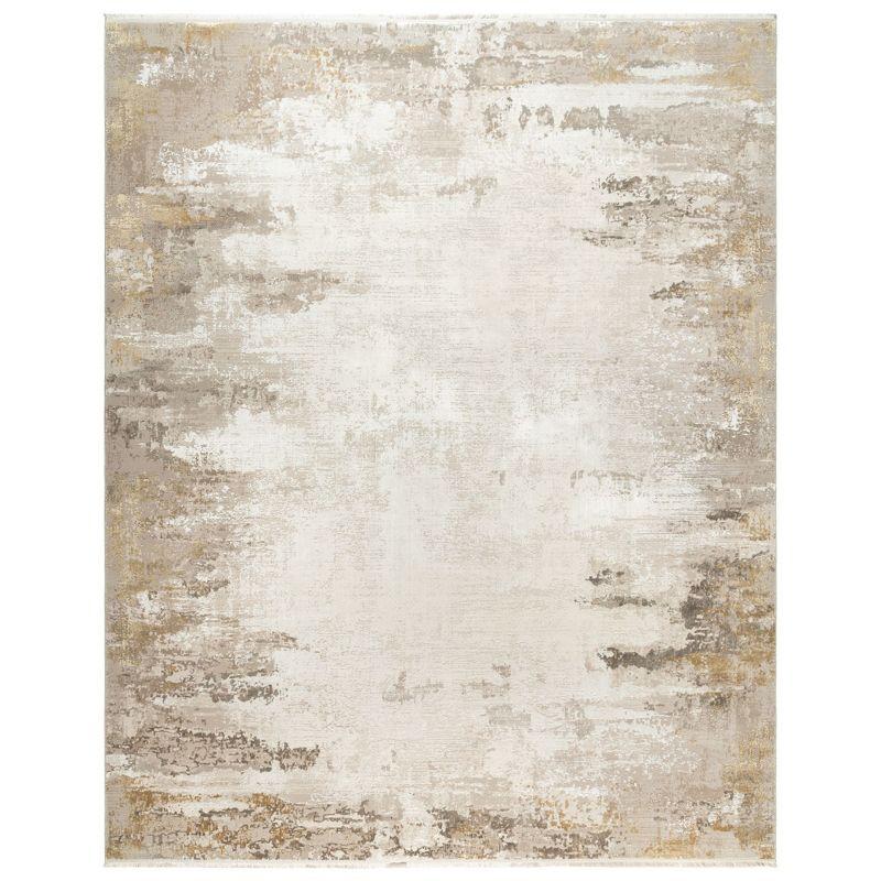 Gertmenian Florance Gela Modern Abstract Beige/Gold High-Low Viscose/Acrylic Area Rug