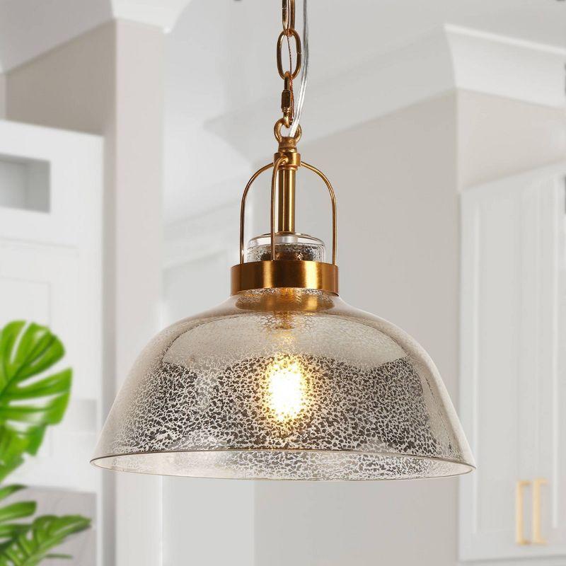 LNC Swarajism 1-Light 14" Polished Gold Mercury Glass Dome LED Indoor Hanging Kitchen Island Light : ETL Listed, Adjustable Height