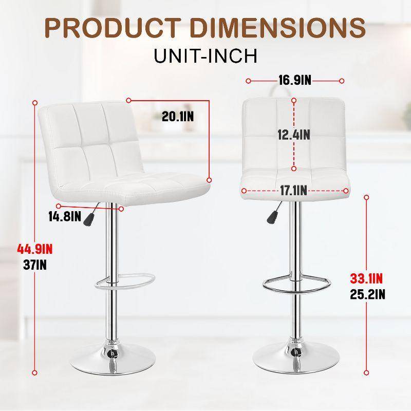 Bar Stools 1 Set Of 2, Counter Height Bar Stools, Square Cushion Bar Stools With Back, Footstool, Cafe, 2 Pieces