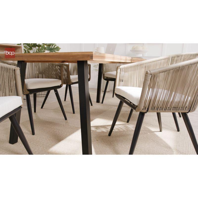Best Choice Products 6-Person Indoor Outdoor Patio Rustic Acacia Wood Picnic Dining Table w/ Metal Legs - Weathered Gray