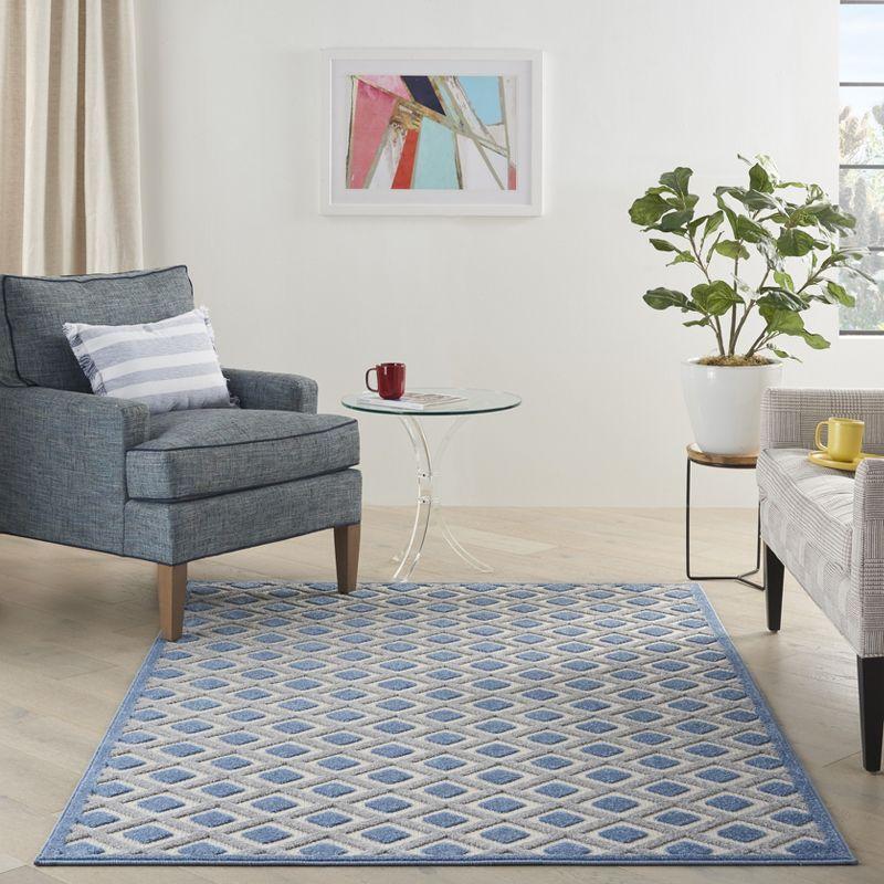 Modern Diamonds 6' x 9' Blue/Grey Synthetic Outdoor Rug