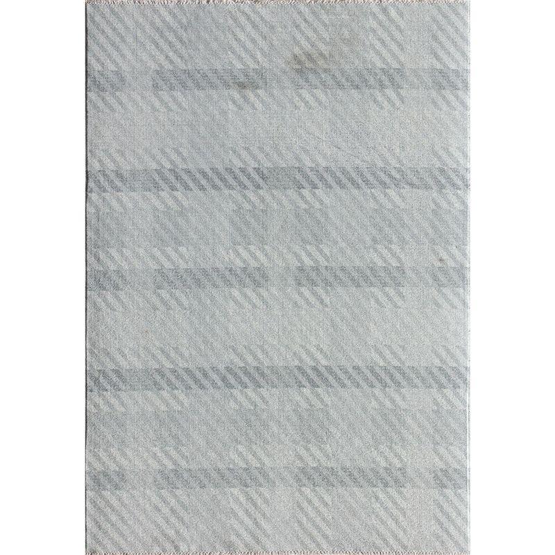 Modern Striped Synthetics 24" Gray Stain-Resistant Area Rug