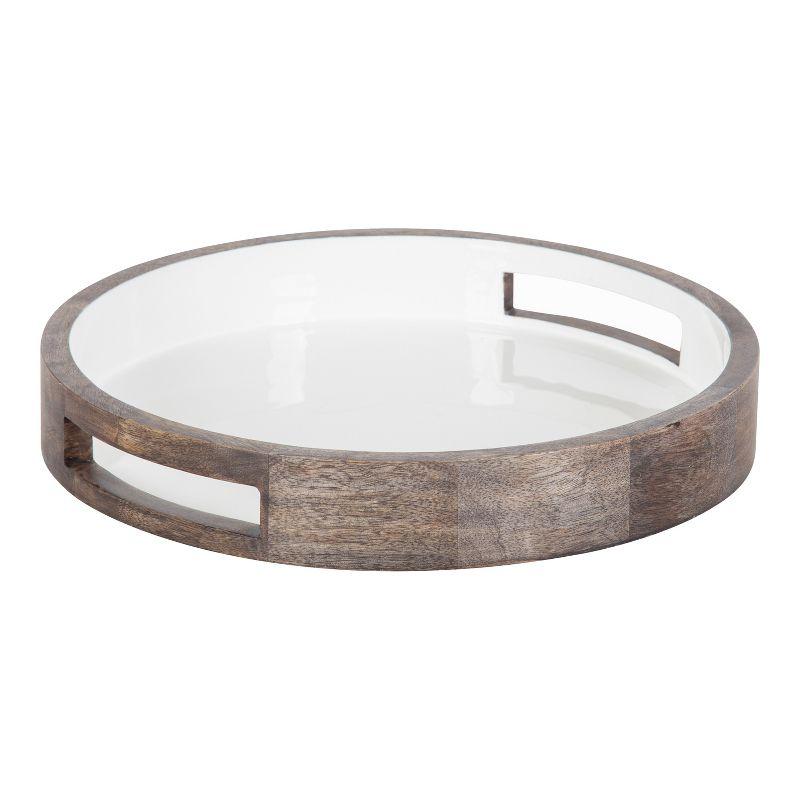 Kate and Laurel Ehrens Round Decorative Wood Tray