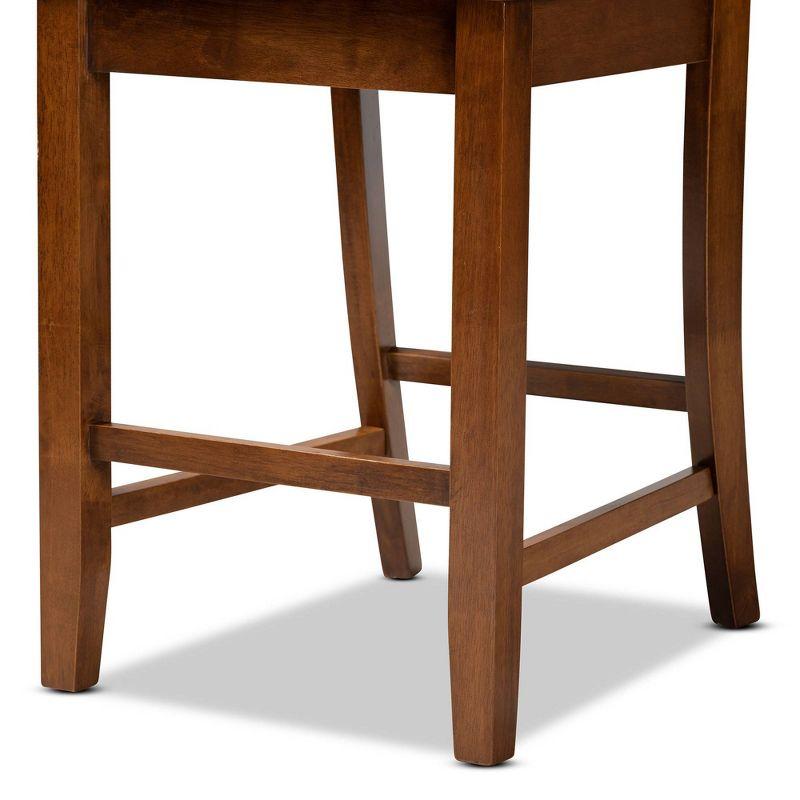 Walnut Brown Adjustable Wood Counter Stool Set, 2-Piece