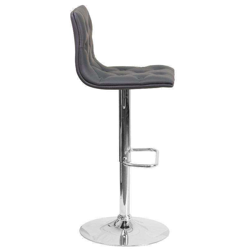 Flash Furniture Contemporary Button Tufted Gray Vinyl Adjustable Height Barstool with Chrome Base