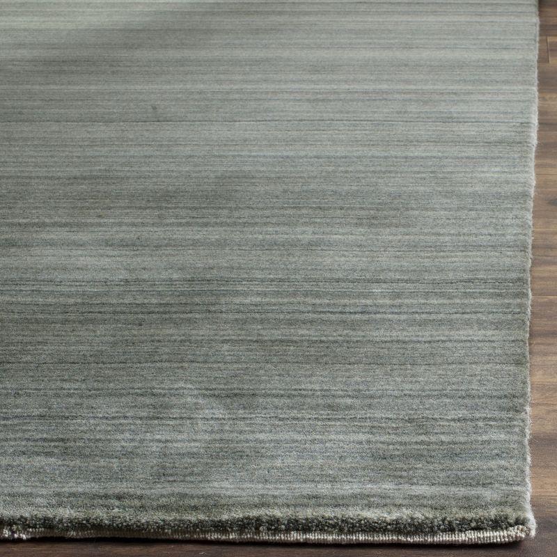 Slate Blue Hand-Knotted Wool 4' x 6' Area Rug