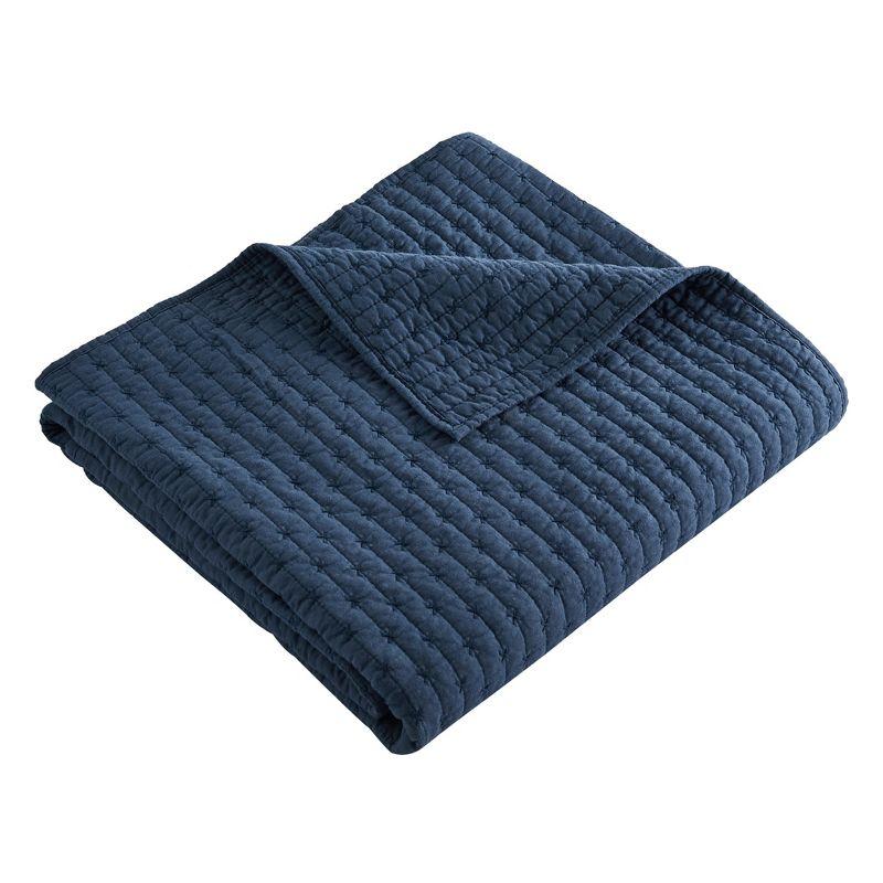 Cross Stitch Navy Quilted Throw- Levtex Home