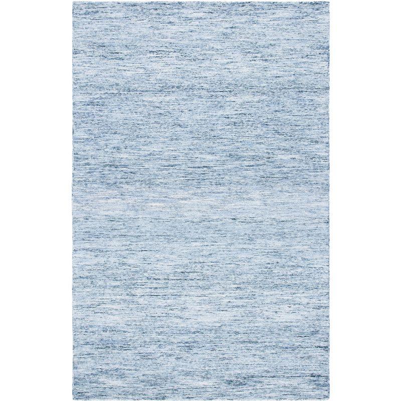 Elegant Blue Wool Hand-tufted Rectangular Area Rug 5' x 8'