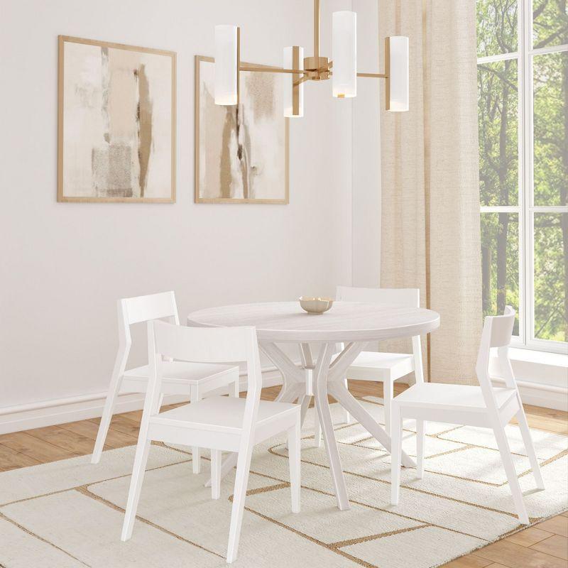 Plank+Beam Verso Round Dining Table, 47" Solid Wood Kitchen & Dining Room Table, White Sand