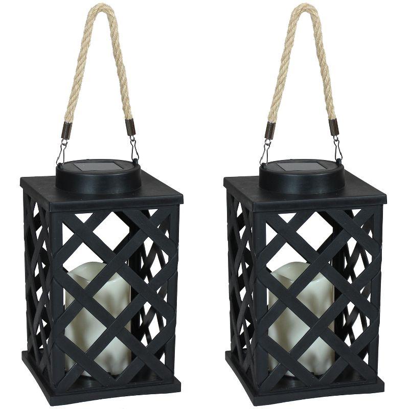 Longshore Tides Grau 9.25'' Solar Powered Integrated LED Outdoor Lantern (Set of 2)