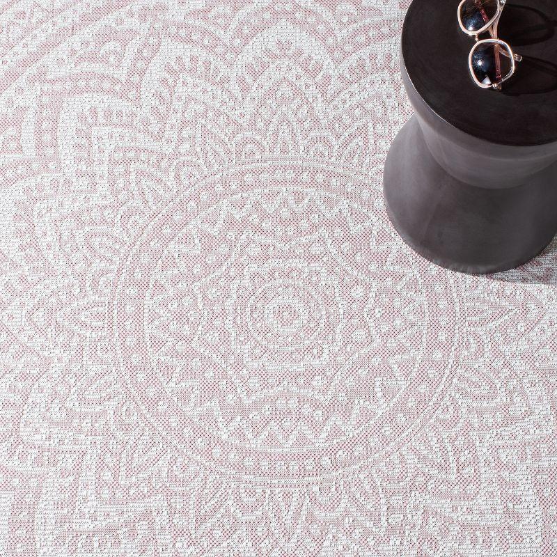 Courtyard CY8734 Power Loomed Indoor and Outdoor Accent Rug - Ivory/Soft Pink - 2'x3'7" - Safavieh